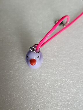 Hand Crafted Purple Ducky Charm Bracelet / Anklet with Bright Pink Cord
